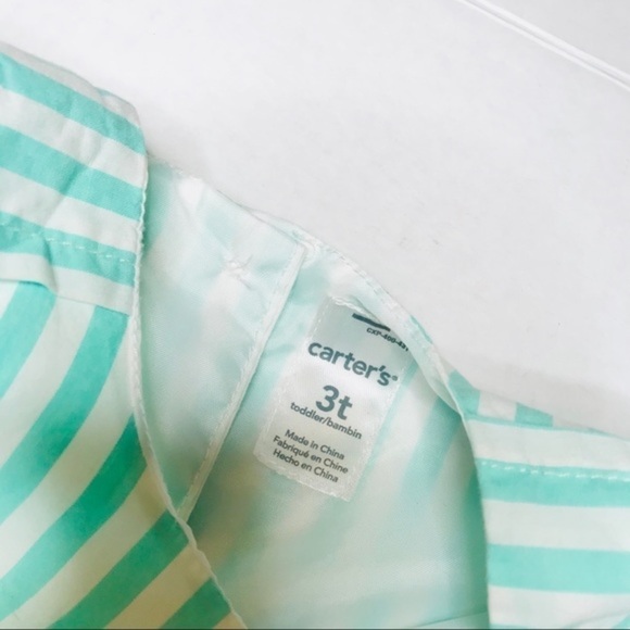 𝅺carter’s Mint Striped Bow Easter Dress - Picture 5 of 7